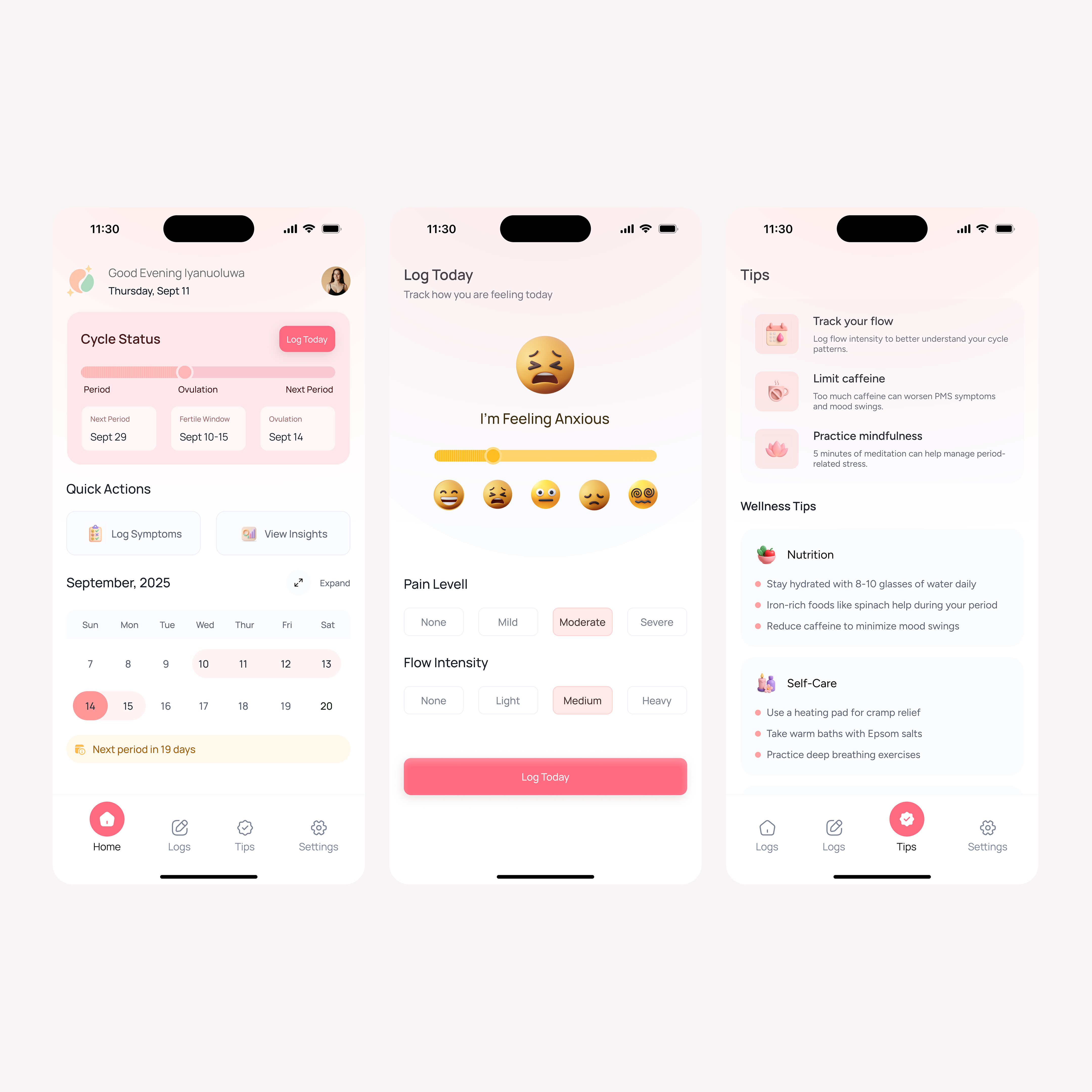 Mental Health Tracking App - Compassionate wellness tracking interface